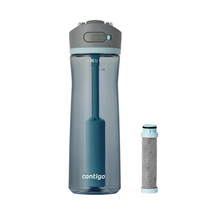 Wells Plastic Filter Water Bottle with AUTOSPOUT® Straw Lid and Replacement Filter, 24 Oz M8